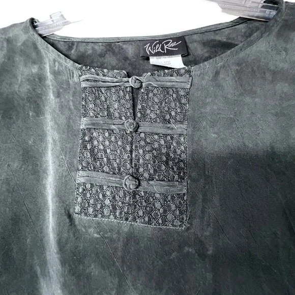 Vtg Wild Rose Midi Maxi Skirt Set 2 piece Womens 14 Gray Boho Rayon Textured USA - Picture 4 of 16